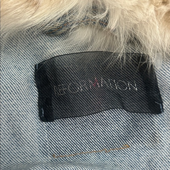 REFORMATION x Levi's Blue Denim Jacket with Real Fur Trim RARE size S - Picture 2 of 8